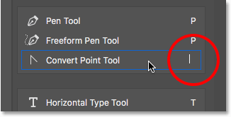 Memilih alat untuk menambahkan cara pintas keyboard.  Gambar © 2016 Steve Patterson, Photoshop Essentials.com