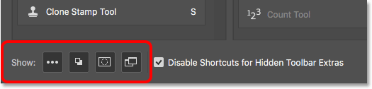 The additional Toolbar options can be turned off from the Customize Toolbar dialog box. 