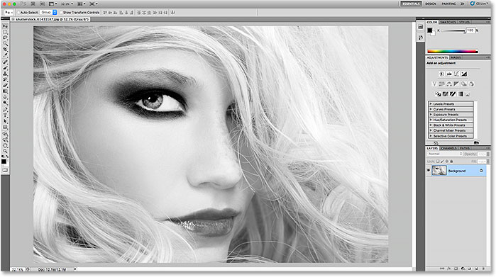 The lighter interface in Photoshop CS5. 