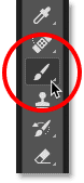 Selecting the Brush Tool from the Toolbar in Photoshop CC 2018.