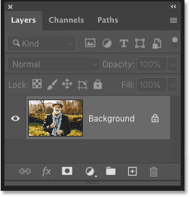 تظهر لوحة Layers في Photoshop الصورة على طبقة الخلفية