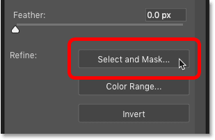 Opening the Select and Mask workspace from Photoshop's Properties panel