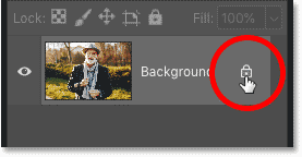 Unlocking the Background layer in  Photoshop's Layers panel