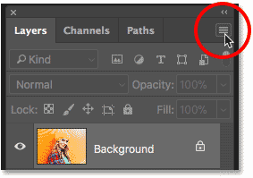 Opening the Layers panel menu in Photoshop