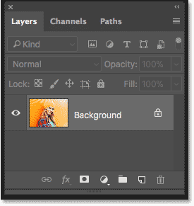 The image on the Background layer in the Layers panel in Photoshop