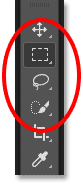 The selection tools in the Toolbar in Photoshop