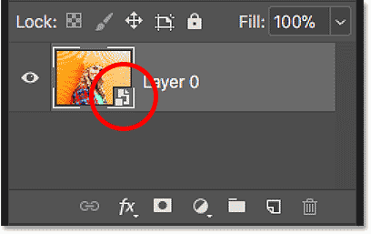 Ikon objek pintar di thumbnail pratinjau layer di Photoshop