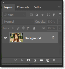 The image on the Background layer in the Layers panel in Photoshop