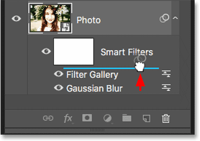 Changing the stacking order of the smart filters in the Layers panel