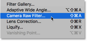 Adding the Camera Raw Filter as a smart filter in Photoshop