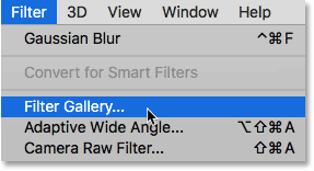 How to open the Filter Gallery in Photoshop