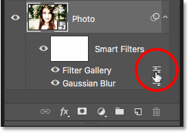 Opening the Blending Options for the Filter Gallery smart object