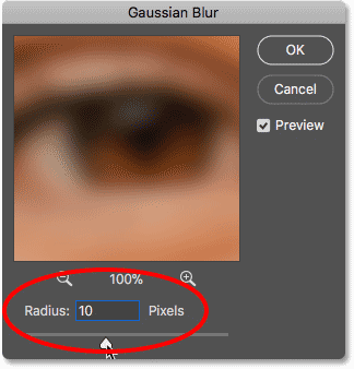 Blurring the image with the Gaussian Blur filter in Photoshop