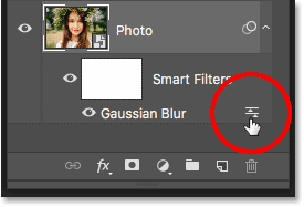 How to open a smart filter's blending options in Photoshop