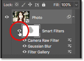 How to toggle smart filters on and off in Photoshop