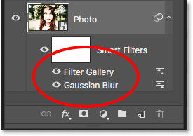 The Layers panel showing both smart filters