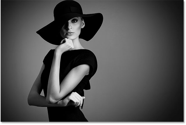 A black and white fashion portrait. Image 57490606 licensed from Adobe Stock by Photoshop Essentials.com