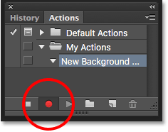 Clicking the Record button. Image © 2016 Photoshop Essentials.com