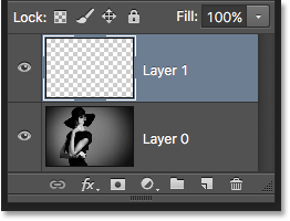 تعرض لوحة Layers الطبقة الفارغة الجديدة.  صورة © 2016 Photoshop Essentials.com