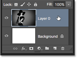 Seleccionando a camada da fotografia. Imagem © 2016 Photoshop Essentials.com's layer. Image © 2016 Photoshop Essentials.com