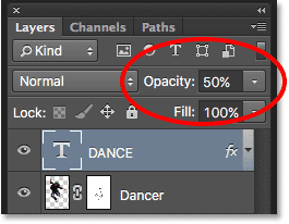 Changing the layer opacity from the keyboard.