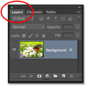 The Layers panel name tab in Photoshop. 