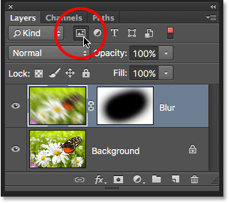 Filtering the Layers panel to show only the pixel layers. Image © 2016 Photoshop Essentials.com