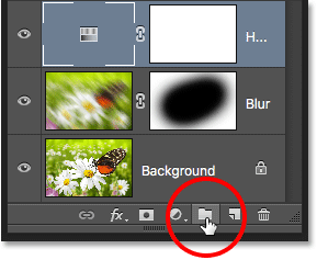 The New Layer Group icon in the Layers panel in Photoshop. 