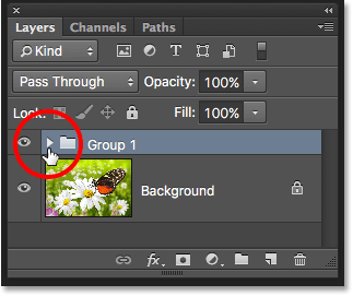 A new layer group named Group 1 appears in the Layers panel. 