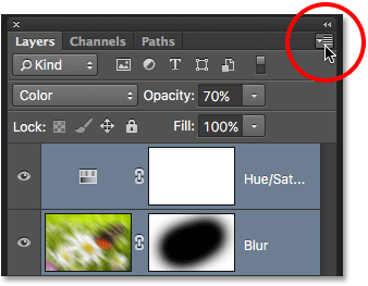 Clicking the Layers panel menu icon. 