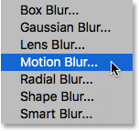 Selecting Motion Blur from under the Filter menu. 