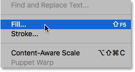 Selecting the Fill command in Photoshop. Image © 2016 Photoshop Essentials.com