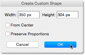 The Create Custom Shape dialog box. 