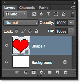 The Layers panel showing the Shape layer. 