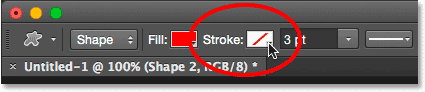 Clicking the Stroke color swatch in the Options Bar. 