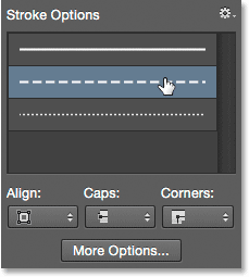 The Stroke Options button in the Options Bar. 