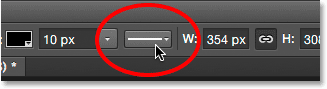 The Stroke Options button in the Options Bar. 