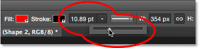 The stroke width slider. 