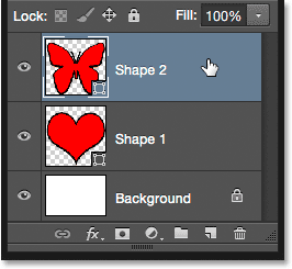 The Layers panel showing both shapes, each on its own Shape layer. 