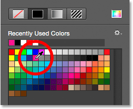 Choosing a color by clicking on a swatch. 