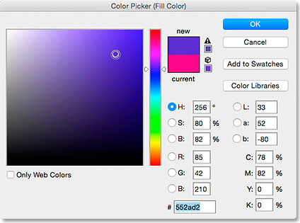 Choosing a fill color for the shape from the Color Picker. 