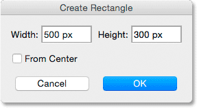 The Create Rectangle dialog box. 