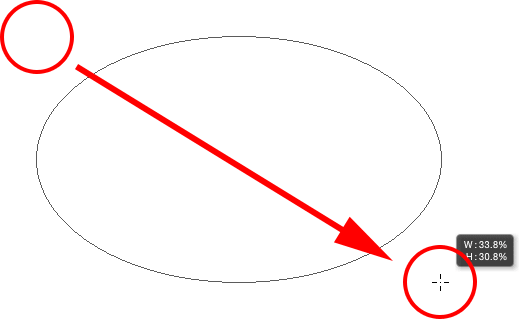 Drawing an elliptical shape with the Ellipse Tool. 