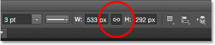 Use the link icon to maintain the aspect ratio of the shape when resizing it. 