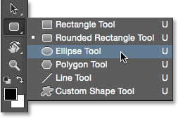 Selecting the Ellipse Tool. 