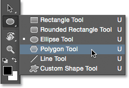 Selecting the Polygon Tool from the Tools panel. 