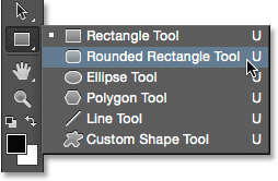 Selecting the Rounded Rectangle Tool. 