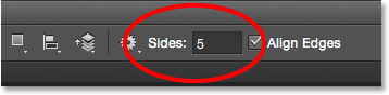 The Sides option for the Polygon Tool. 