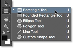 Selecting the Rectangle Tool. 