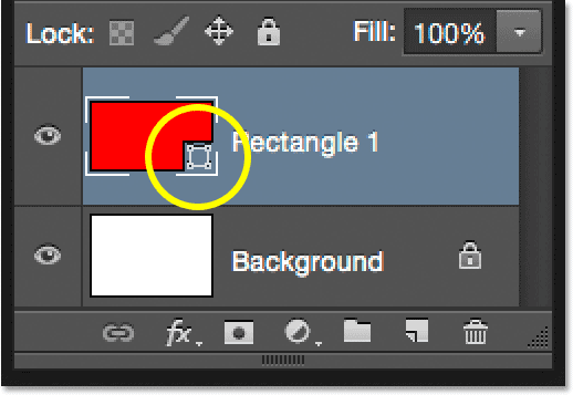 The shape icon in the layer preview thumbnail. 